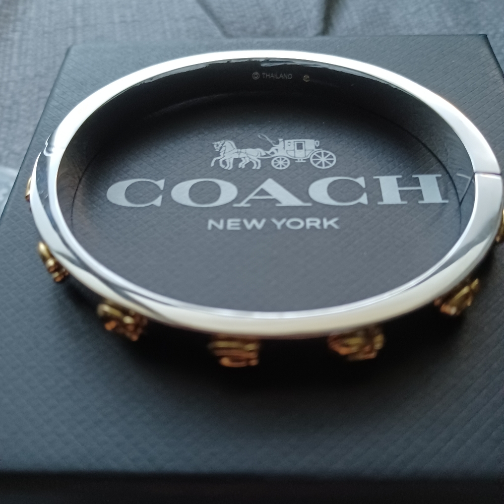 COACH "C" Hinge Bangle Bracelet Silver & Gold